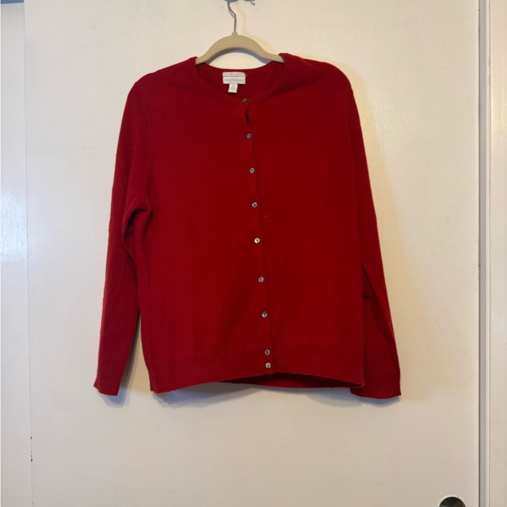 Charter Club Red Button-Front Women's‎ Cardigan Sweater -100% cashmere